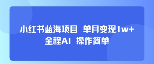 小红书蓝海项目 单月变现1w+ 全程AI 操作简单-网创资源地