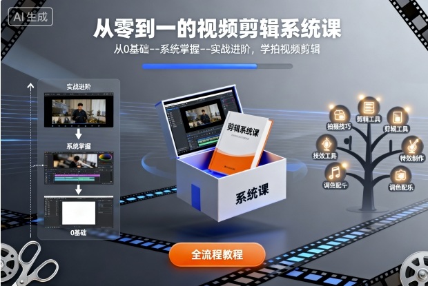 从零到一的视频剪辑系统课,从0基础–系统掌握–实战进阶,学拍视频剪辑-网创资源地
