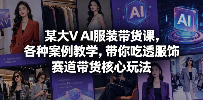 某大V AI服装带货课,各种案例教学,带你吃透服饰赛道带货核心玩法-网创资源地