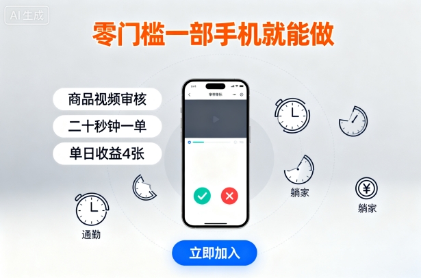 零门槛一部手机就能做,商品视频审核,通勤躺家碎片时间都能做,二十秒钟一单,单日收益4张【揭秘】-网创资源地