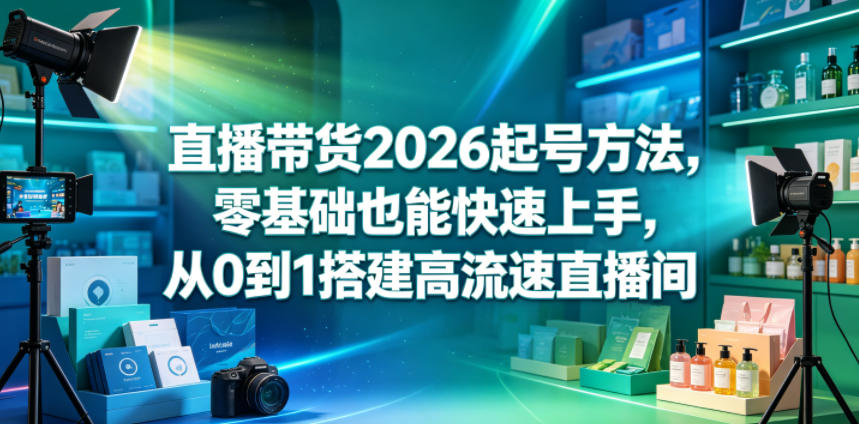 直播带货2026起号方法,零基础也能快速上手,从0到1搭建高流速直播间-网创资源地