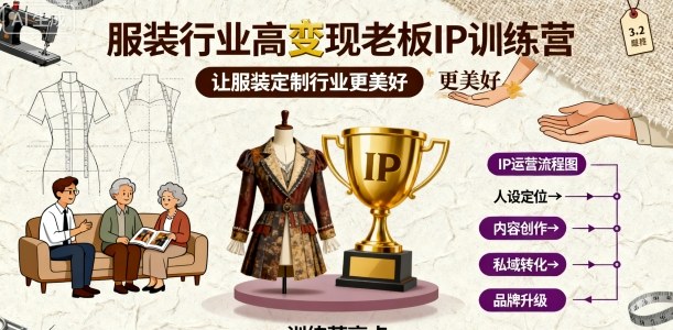 服装行业高变现老板IP训练营,让服装定制行业更美好-网创资源地