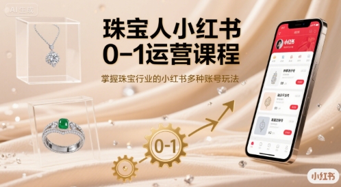 珠宝人小红书0-1运营课程，掌握珠宝行业的小红书多种账号玩法-网创资源地