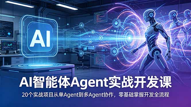 AI智能体Agent实战开发课:20个实战项目从单Agent到多Agent协作,零基础掌握开发全流程-网创资源地
