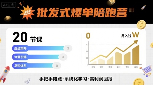 批发式爆单陪跑营,20节课带你实现批发式爆单,带你经松月入过W-网创资源地