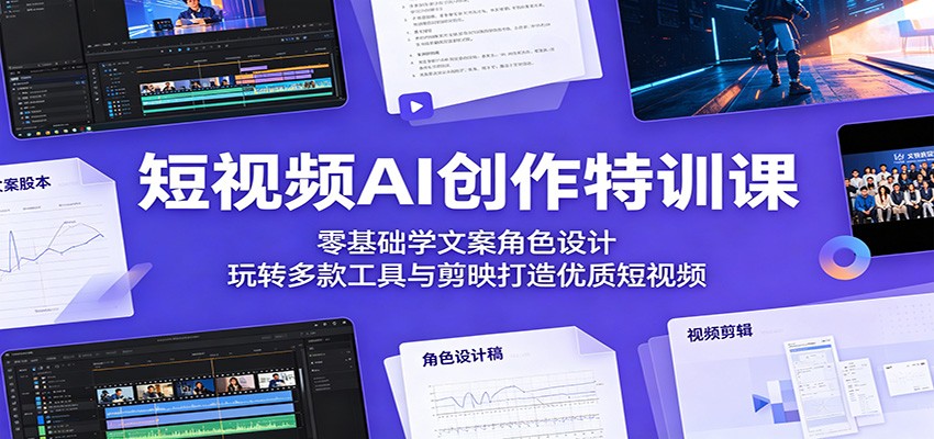 短视频AI创作特训课:零基础学文案角色设计,玩转多款工具与剪映打造优质短视频-网创资源地