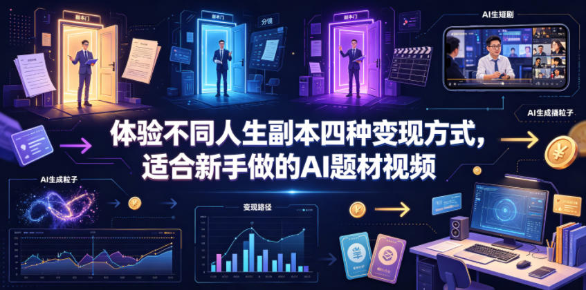 体验不同人生副本四种变现方式，适合新手做的AI题材视频-网创资源地