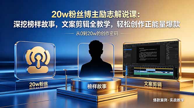 20w粉丝博主励志解说课:深挖榜样故事,文案剪辑全教学,轻松创作正能量爆款-网创资源地