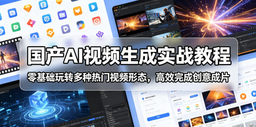 国产AI视频生成实战教程,零基础玩转多种热门视频形态,高效完成创意成片-网创资源地