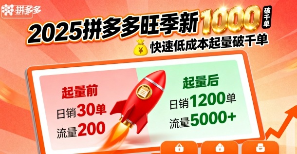 2025拼多多旺季新老店铺——快速低成本起量破千单-网创资源地