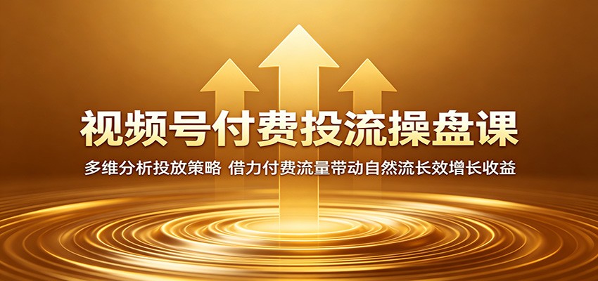 视频号付费投流操盘课:多维分析投放策略,借力付费流量带动自然流长效增长收益-网创资源地