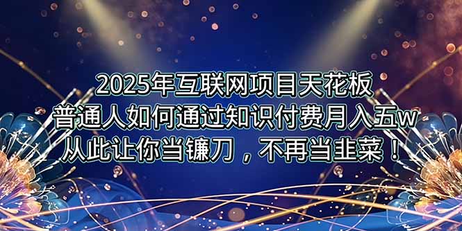 2025年互联网项目天花板,普通人如何通过卖项目实现逆风翻盘,月入5W+!-网创资源地