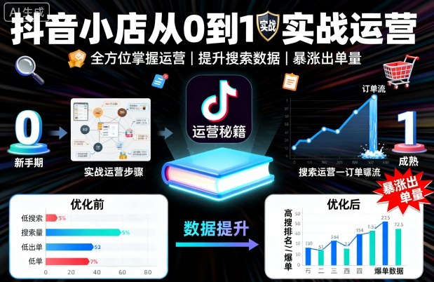 抖音小店从0到1实战运营,帮你全方位掌握小店运营,提升搜索数据与出单量-网创资源地