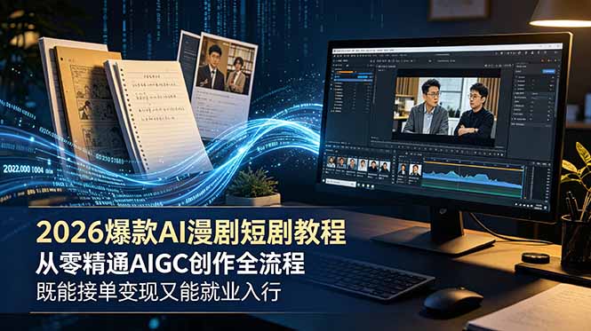 2026 爆款 AI 漫剧短剧教程 从零精通 AIGC 创作全流程 既能接单变现又能就业入行-网创资源地