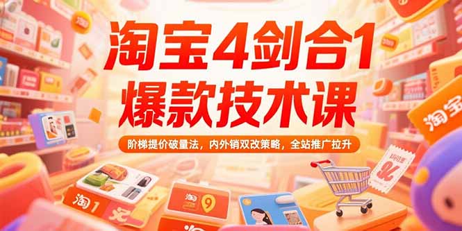淘宝4剑合1爆款技术课73期：阶梯提价破量法，内外销双改策略 全站推广拉升-网创资源地