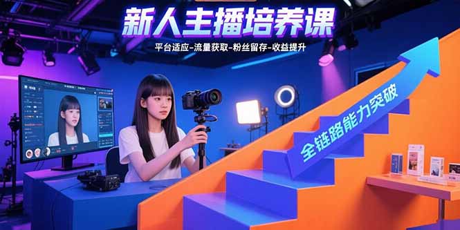 新人主播培养课:平台适应-流量获取-粉丝留存-收益提升 全链路能力突破-网创资源地