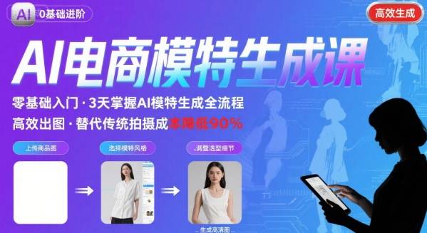 AI模特进阶课程,0基础高效生成逼真电商模特图-网创资源地