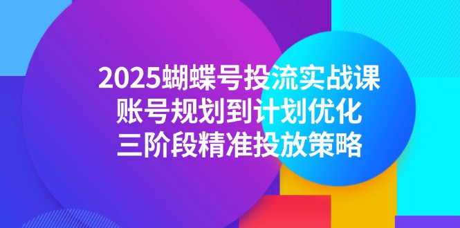 2025蝴蝶号投流实战课,账号规划到计划优化,三阶段精准投放策略-网创资源地