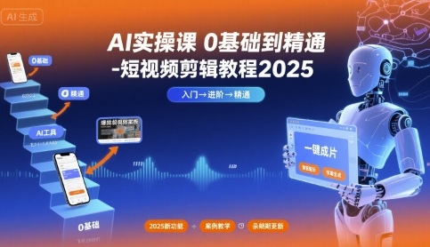 AI实操课0基础到精通-短视频剪辑教程2025-网创资源地