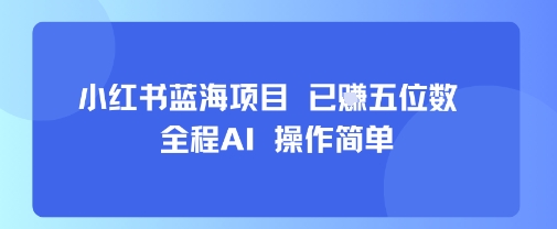 小红书蓝海项目，全程AI，操作简单，已挣五位数-网创资源地
