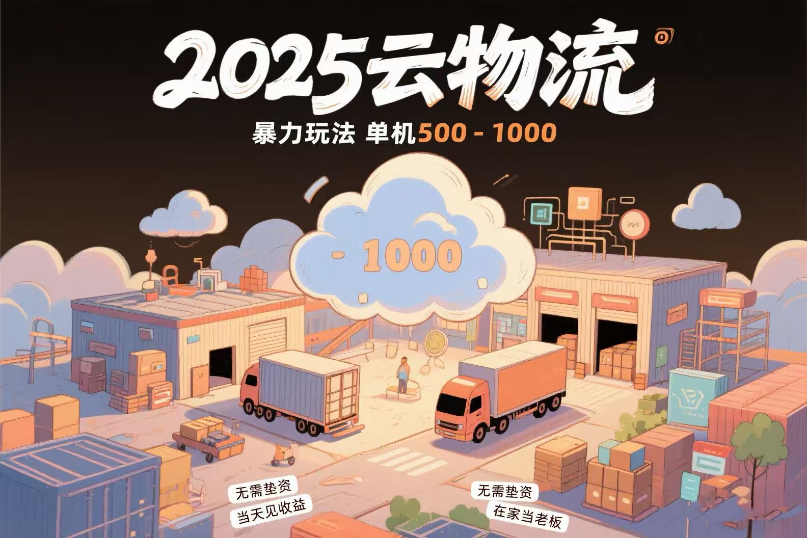 云物流赚差价，项目纯利润500~1000，无需垫资，当天到账。不需要有车，…-网创资源地