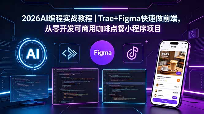 2026AI编程实战教程|Trae+Figma快速做前端,从零开发可商用咖啡点餐小程序项目-网创资源地