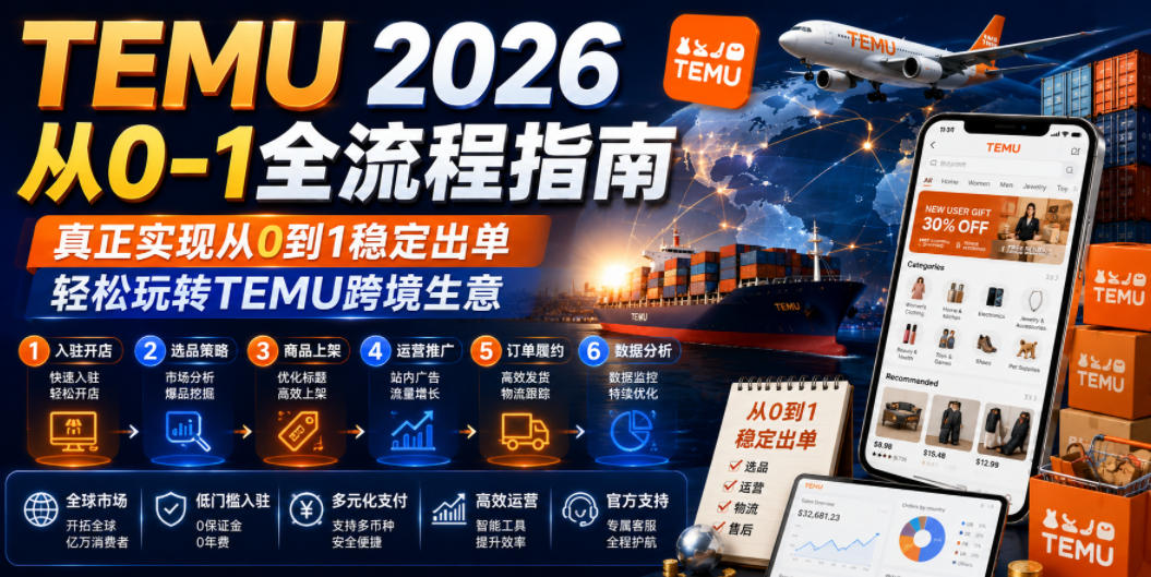 TEMU 2026从0-1全流程指南,真正实现从0到1稳定出单,轻松玩转TEMU跨境生意-网创资源地