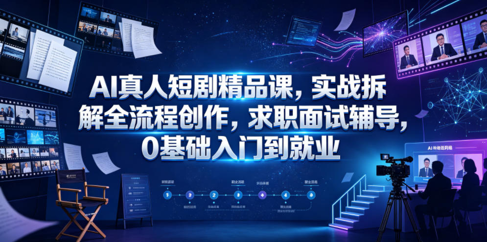 AI真人短剧精品课,实战拆解全流程创作,求职面试辅导,0基础入门到就业-网创资源地