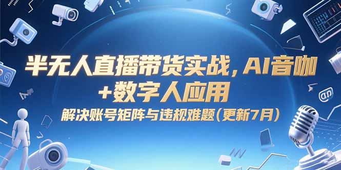半无人直播带货实战,AI音咖+数字人应用 解决账号矩阵与违规难题(更新7月-网创资源地