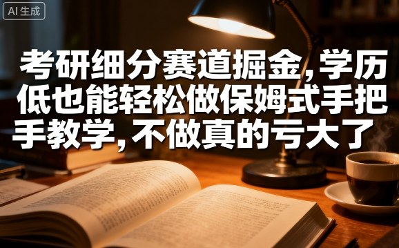 考研细分赛道掘金，日入1k+，学历低也能轻松做保姆式手把手教学，不做真的亏大了【揭秘】-网创资源地