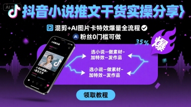 抖音小说推文干货实操分享,混剪+AI图片卡特效爆量全流程,0粉丝0门槛可做-网创资源地