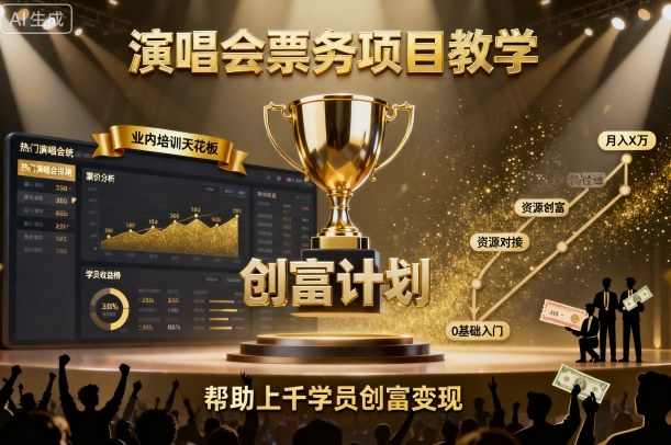 演唱会票务项目教学,业内培训天花板,帮助上千学员创富变现-网创资源地