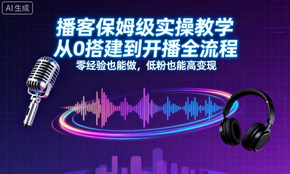 播客保姆级实操教学,从0搭建到开播全流程,零经验也能做,低粉也能高变现-网创资源地