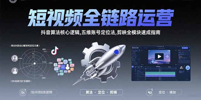 短视频全链路运营:抖音算法核心逻辑,五维账号定位法,剪映全模块速成指南-网创资源地
