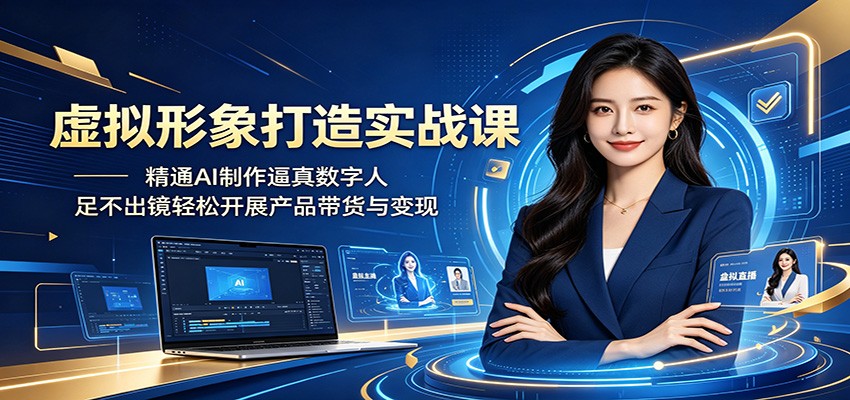 虚拟形象打造实战课：精通AI制作逼真数字人，足不出镜轻松开展产品带货与变现-网创资源地