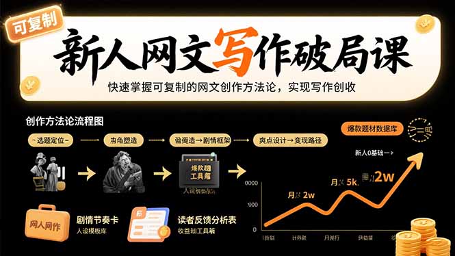 新人网文写作破局课:快速掌握可复制的网文创作方法论,实现写作创收-网创资源地