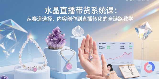 水晶直播带货系统课:从赛道选择、内容创作到直播转化的全链路教学-网创资源地