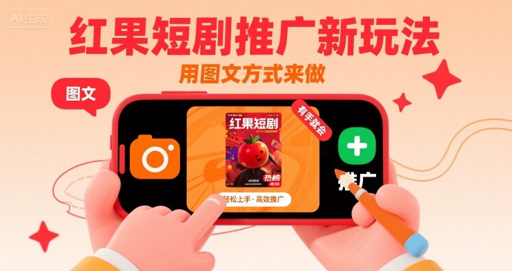 红果短剧推广新玩法,用图文方式来做,有手就会-网创资源地