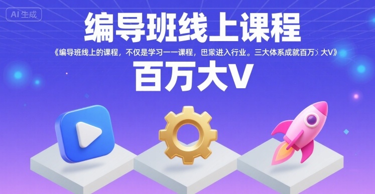 编导班线上课程,不仅是学习一门课程,更是进入一个行业,三大体系成就百万大V-网创资源地