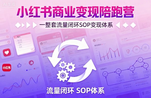 小红书商业变现陪跑营,轻IP矩阵 私域获客 聚光投流,一整套流量闭环SOP变现体系-网创资源地