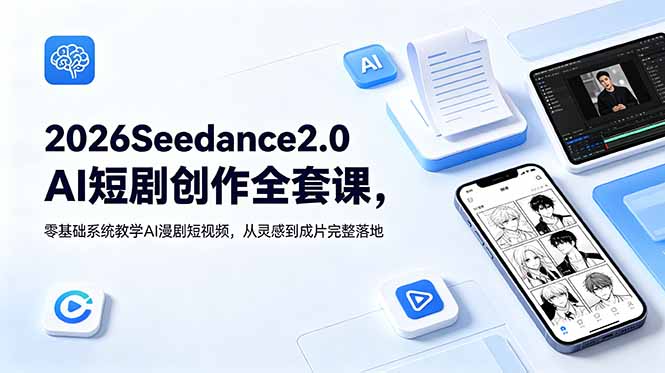 2026Seedance2.0AI短剧创作全套课,零基础系统教学AI漫剧短视频,从灵感到成片完整落地-网创资源地