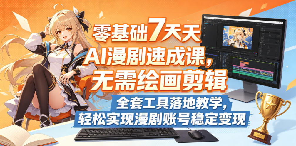 零基础7天AI漫剧速成课,无需绘画剪辑,全套工具落地教学,轻松实现漫剧账号稳定变现-网创资源地