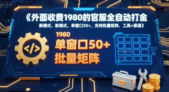 外面收费1980的官服全自动打金,新模式,单窗口50+,支持批量矩阵,工具+渠道【揭秘】-网创资源地