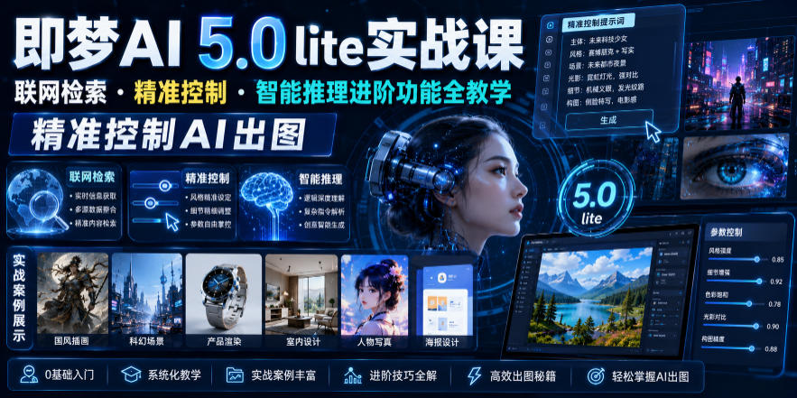 即梦AI 5.0 lite实战课,联网检索・精准控制・智能推理进阶功能全教学,精准控制AI出图-网创资源地