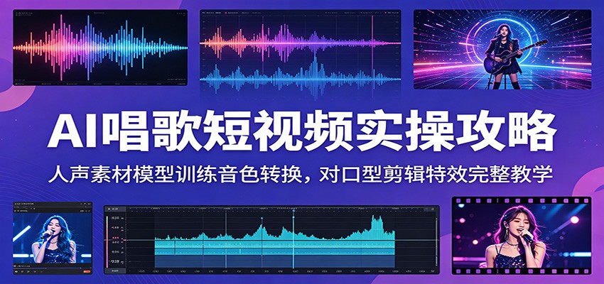 AI唱歌短视频实操攻略：人声素材模型训练音色转换，对口型剪辑特效完整教学-网创资源地