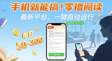 手机就能搞！零撸阅读挂G，最新平台，一键自动运行，随时随地挣，单日50-3张+【揭秘】-网创资源地