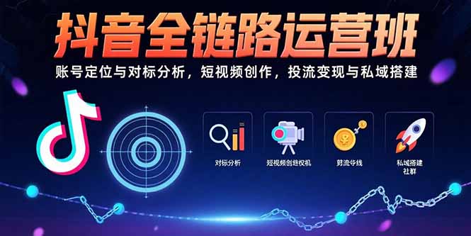 抖音全链路运营班:账号定位与对标分析,短视频创作,投流变现与私域搭建-网创资源地