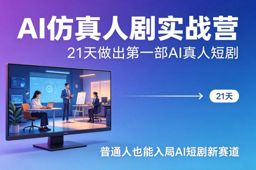 AI仿真人剧实战营,21天做出第一部AI真人短剧,普通人也能入局AI短剧新赛道-网创资源地