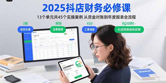 2025抖店财务必修课:13个单元共45个实操案例 从资金对账到年度报表全流程-网创资源地