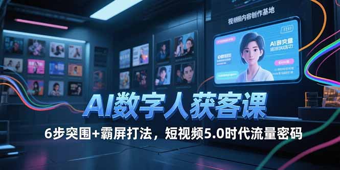 AI数字人获客课,6步突围+霸屏打法,短视频5.0时代流量密码-网创资源地